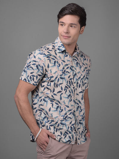 Beige Linen Shirt-Men Shirts-Crimsoune Club