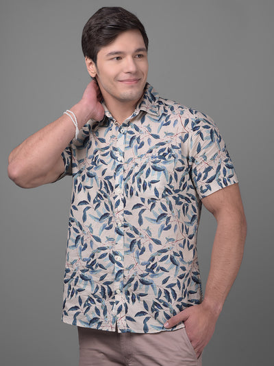 Beige Linen Shirt-Men Shirts-Crimsoune Club