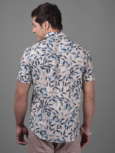 Beige Linen Shirt-Men Shirts-Crimsoune Club
