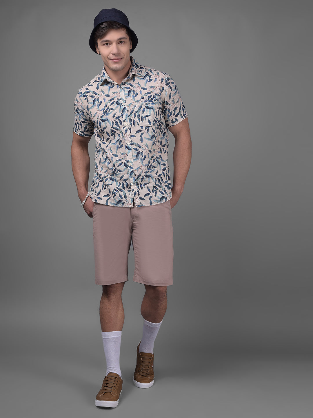 Beige Linen Shirt-Men Shirts-Crimsoune Club