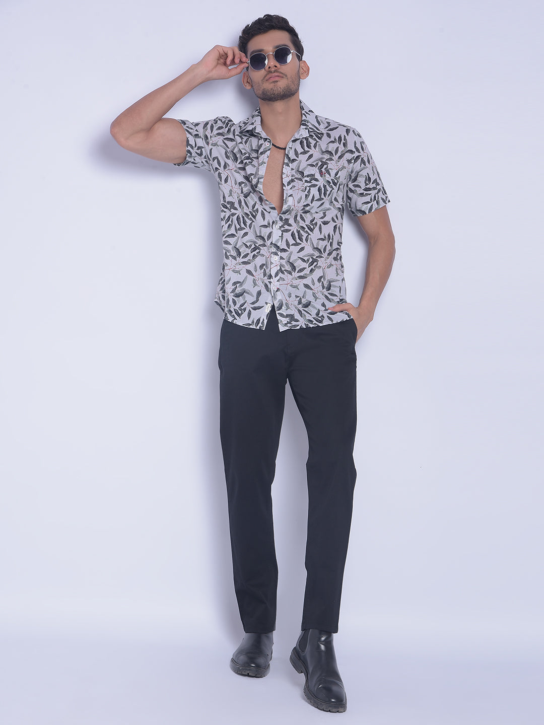 Grey Printed Shirt-Men Shirts-Crimsoune Club