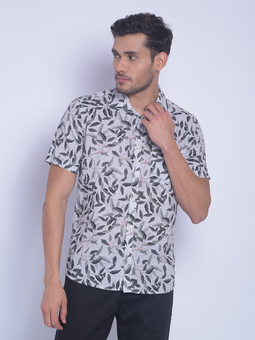 Grey Printed Shirt-Men Shirts-Crimsoune Club