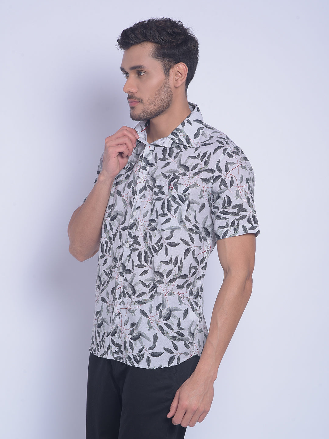 Grey Printed Shirt-Men Shirts-Crimsoune Club