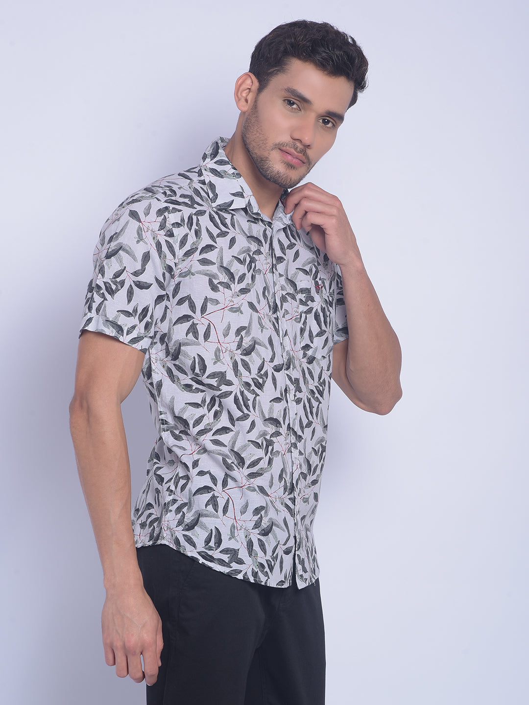 Grey Printed Shirt-Men Shirts-Crimsoune Club