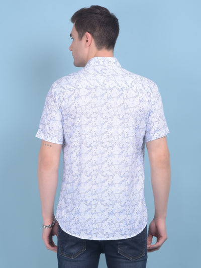 Printed Blue 100% Cotton Shirt-Men Shirts-Crimsoune Club