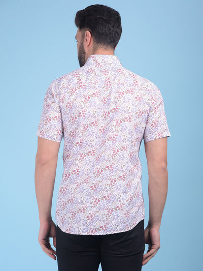 Wine Floral Print 100% Cotton Shirt-Men Shirts-Crimsoune Club