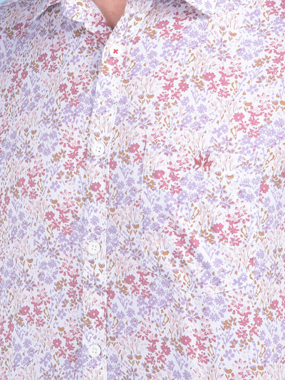 Wine Floral Print 100% Cotton Shirt-Men Shirts-Crimsoune Club