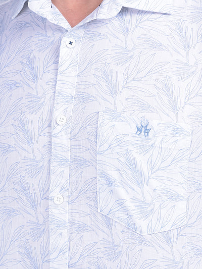White Floral Print 100% Cotton Shirt-Men Shirts-Crimsoune Club