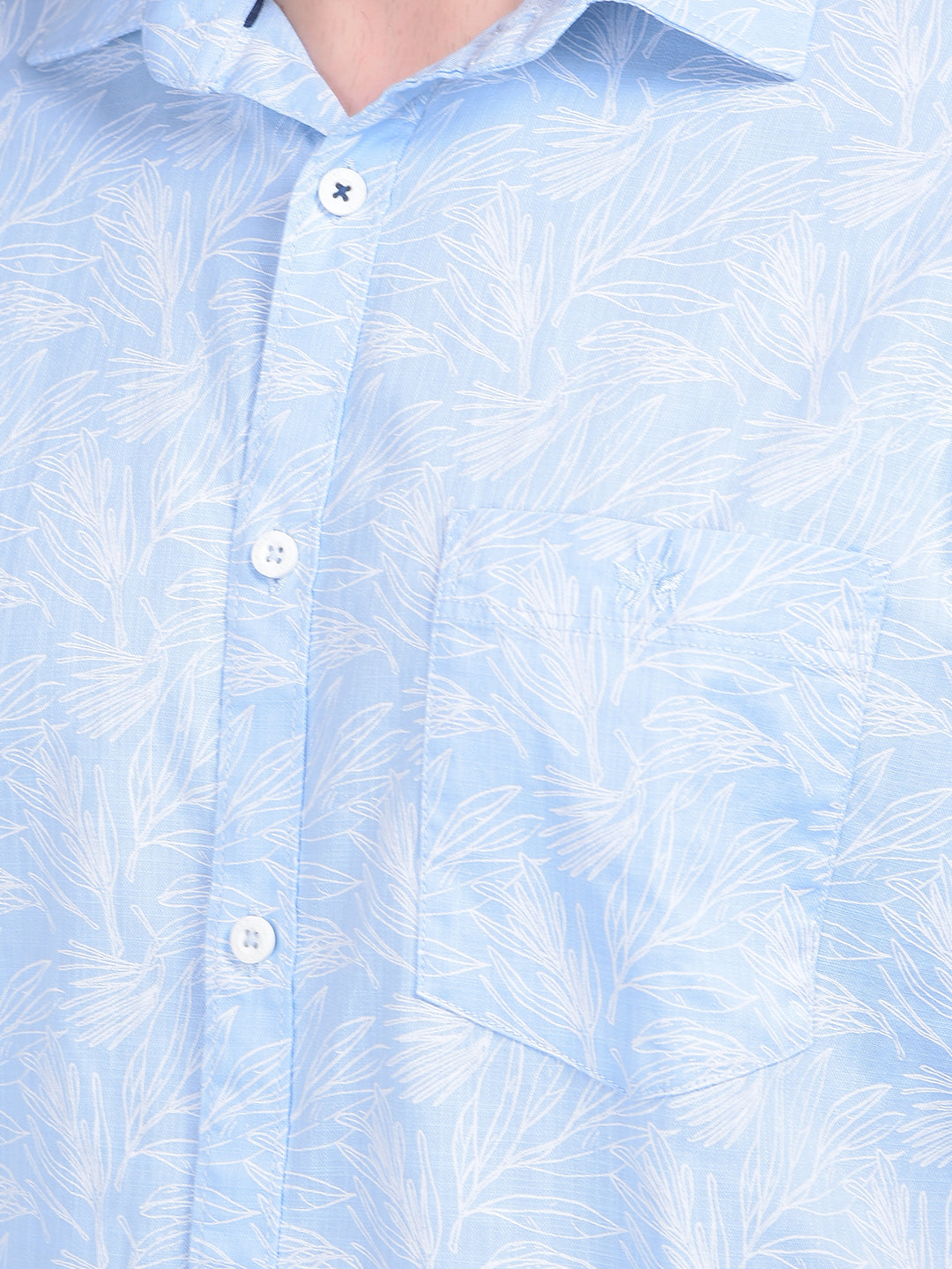 Printed Blue 100% Cotton Shirt-Men Shirts-Crimsoune Club