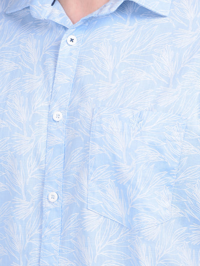 Printed Blue 100% Cotton Shirt-Men Shirts-Crimsoune Club