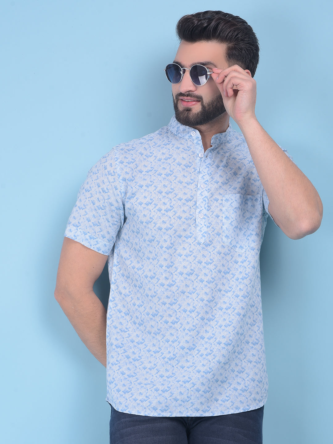 Blue Printed Shirt-Men Shirts-Crimsoune Club