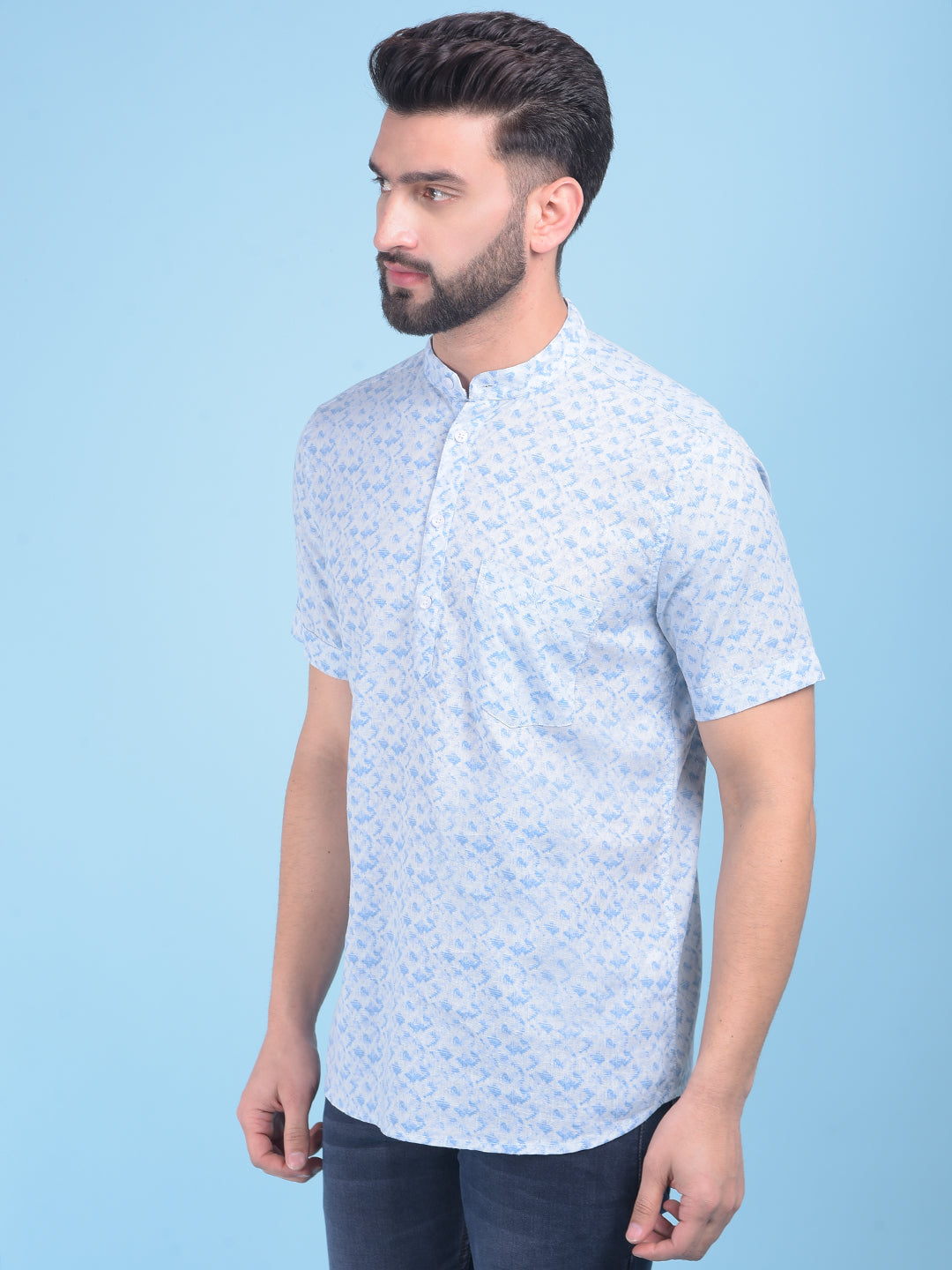 Blue Printed Shirt-Men Shirts-Crimsoune Club