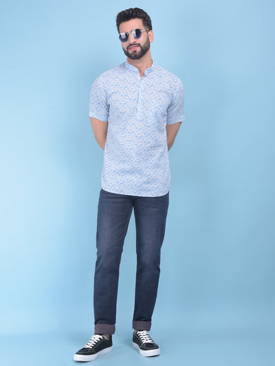 Blue Printed Shirt-Men Shirts-Crimsoune Club