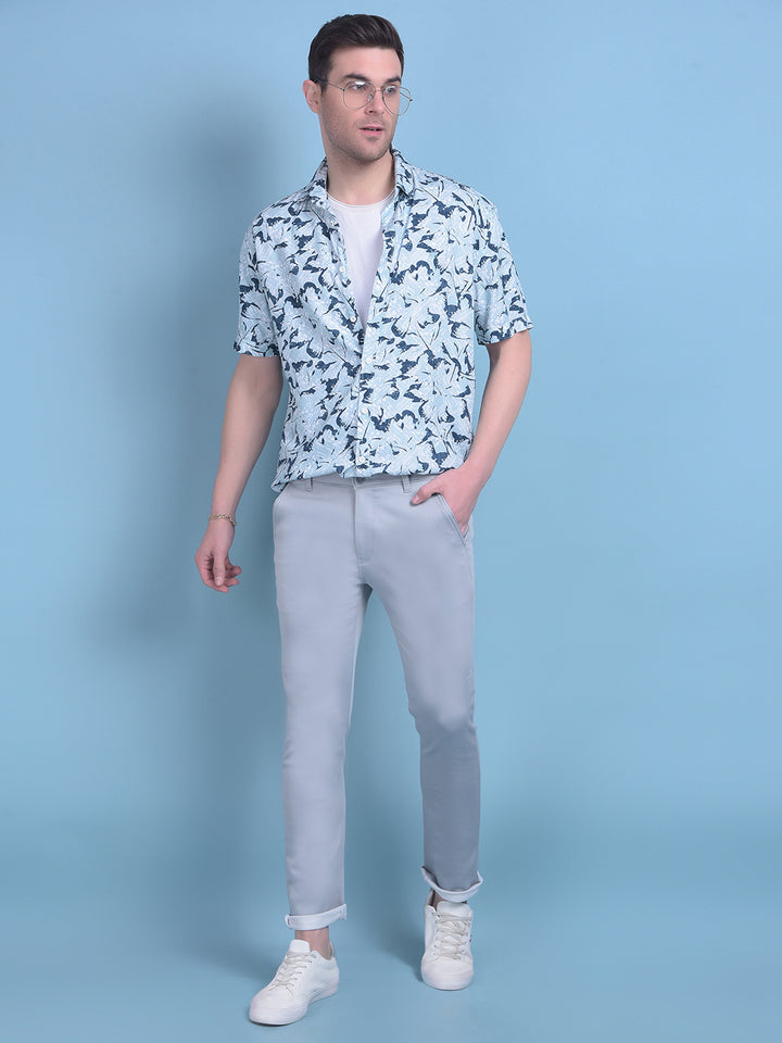 Green Floral Print Shirt-Men Shirts-Crimsoune Club