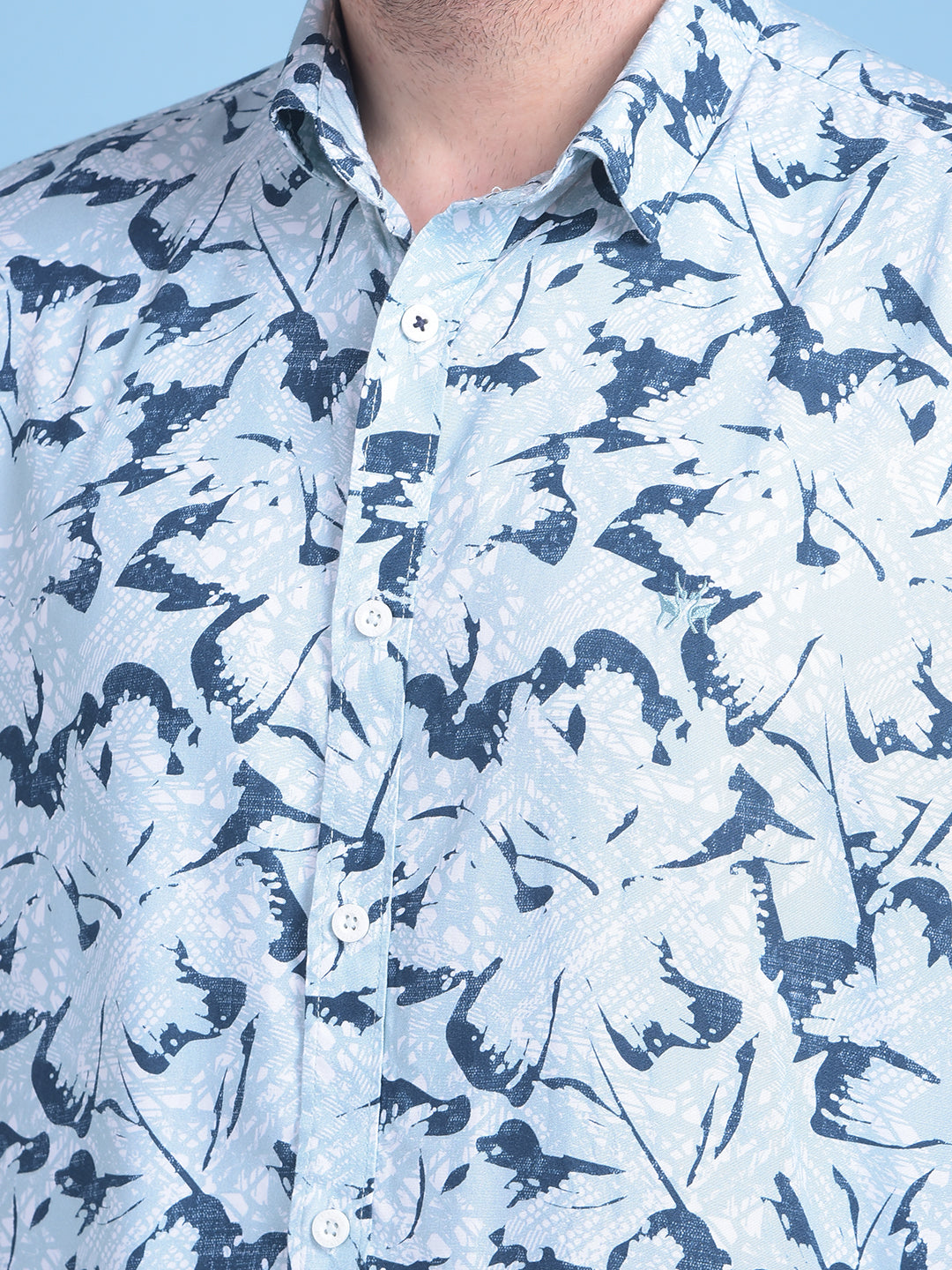 Green Floral Print Shirt-Men Shirts-Crimsoune Club