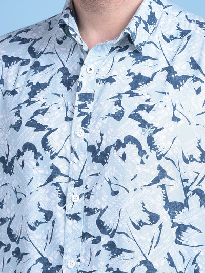 Green Floral Print Shirt-Men Shirts-Crimsoune Club