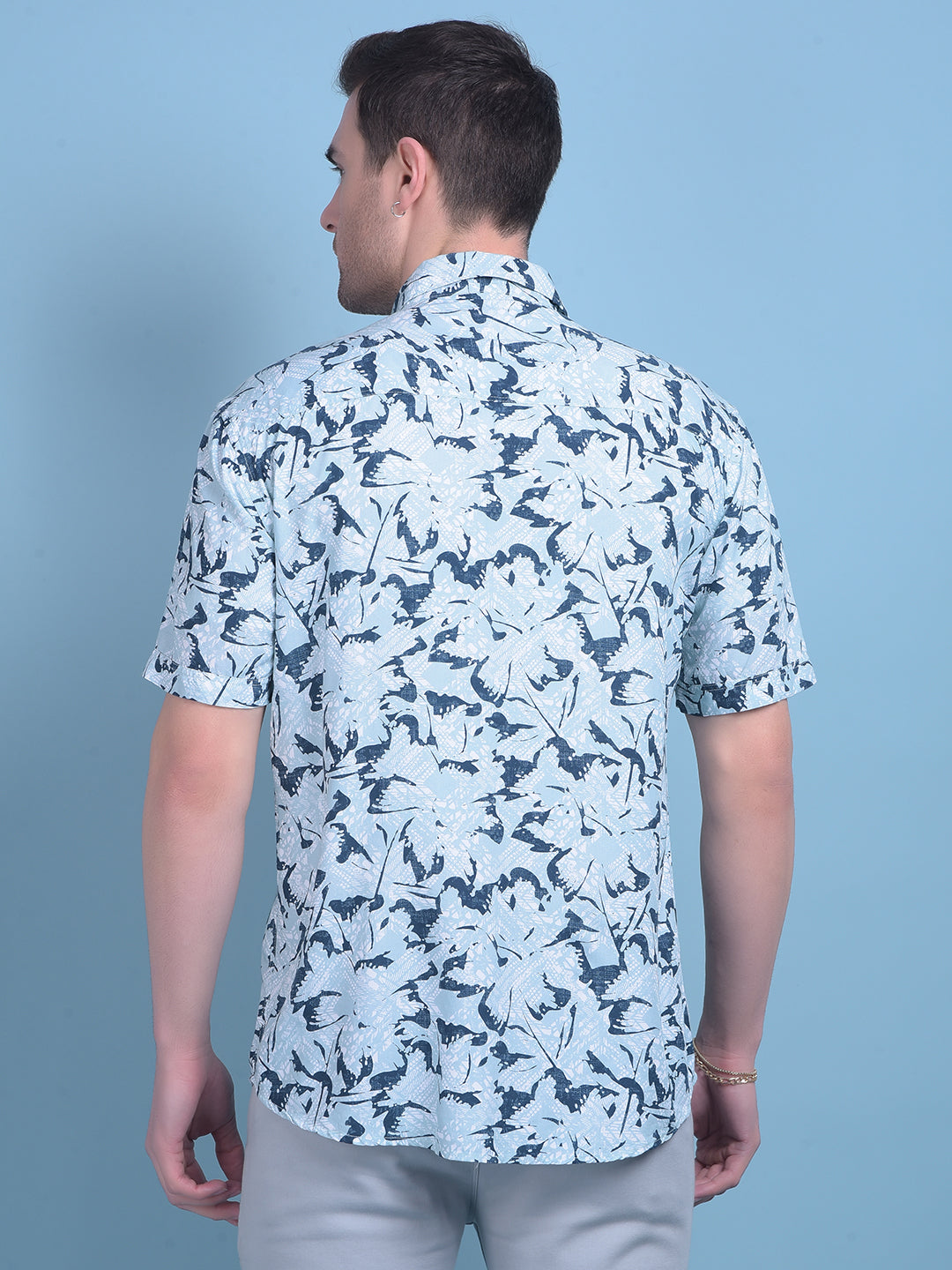 Green Floral Print Shirt-Men Shirts-Crimsoune Club