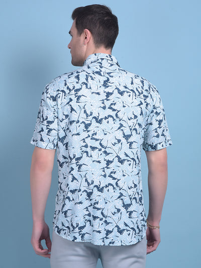 Green Floral Print Shirt-Men Shirts-Crimsoune Club