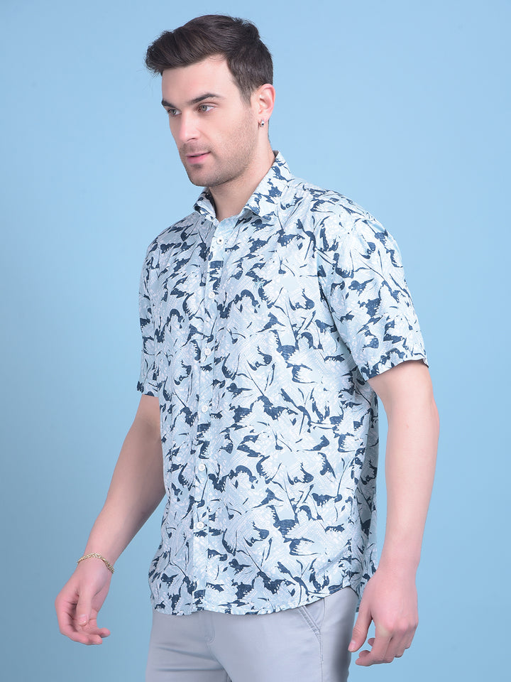 Green Floral Print Shirt-Men Shirts-Crimsoune Club