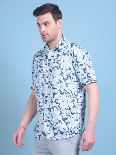 Green Floral Print Shirt-Men Shirts-Crimsoune Club