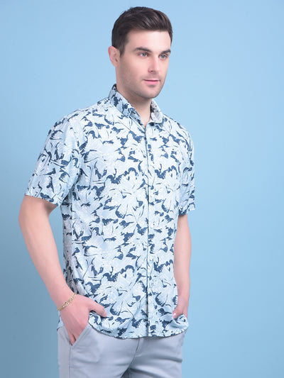 Green Floral Print Shirt-Men Shirts-Crimsoune Club