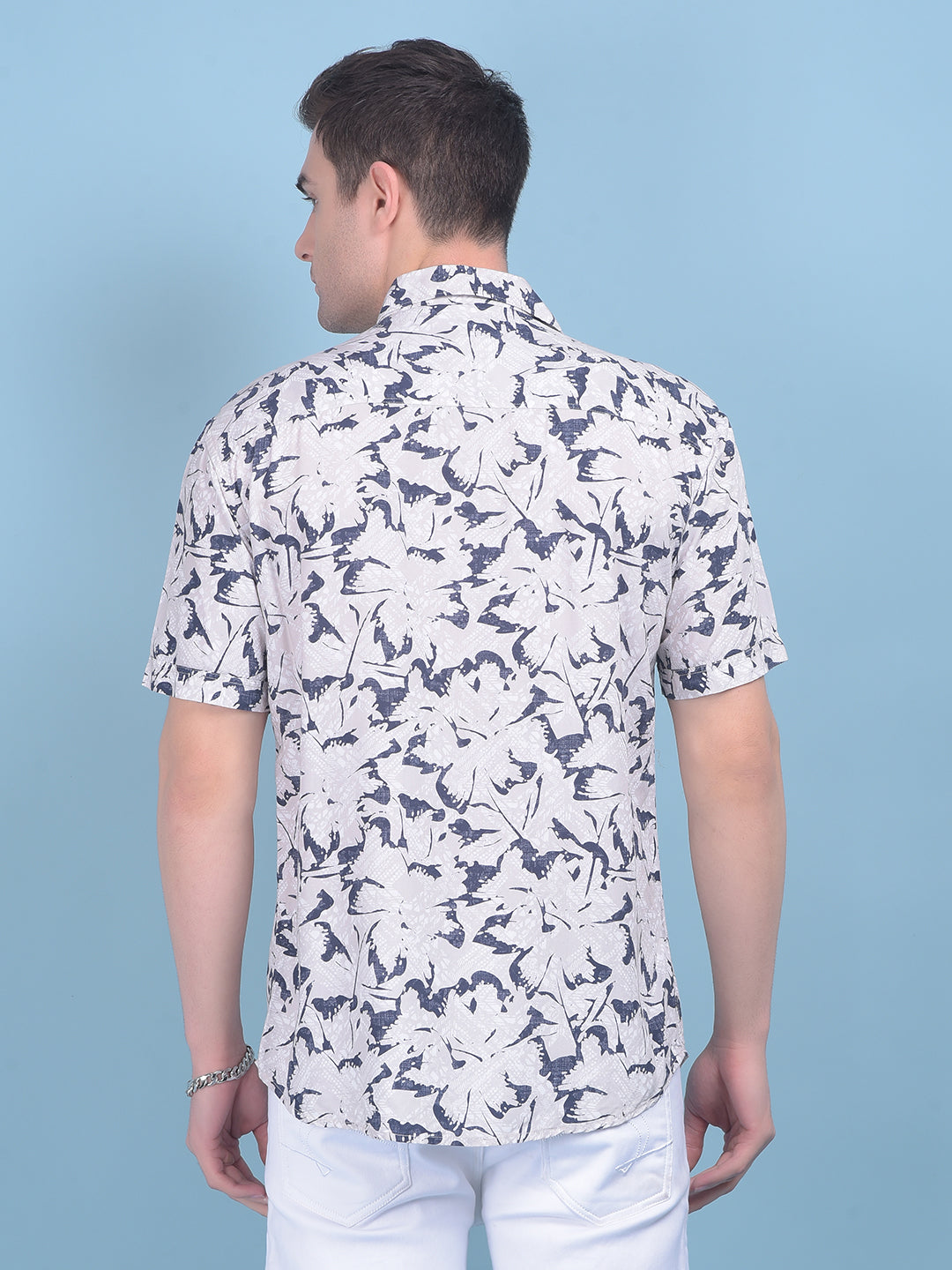 Grey Floral Print Shirt-Men Shirts-Crimsoune Club