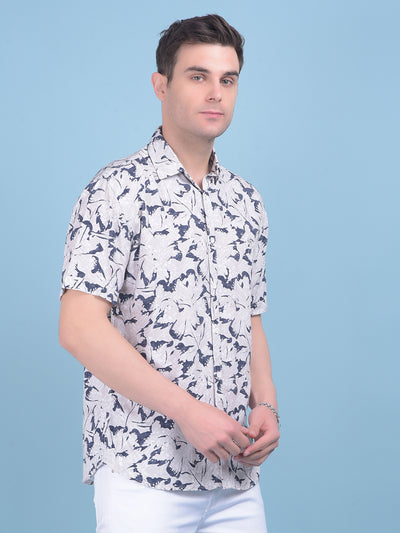 Grey Floral Print Shirt-Men Shirts-Crimsoune Club