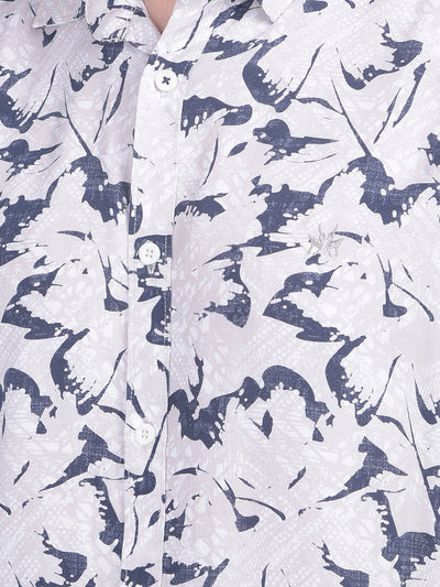 Grey Floral Print Shirt-Men Shirts-Crimsoune Club