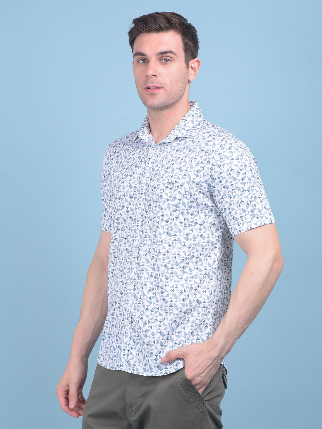 Printed Green 100% Cotton Shirt-Men Shirts-Crimsoune Club