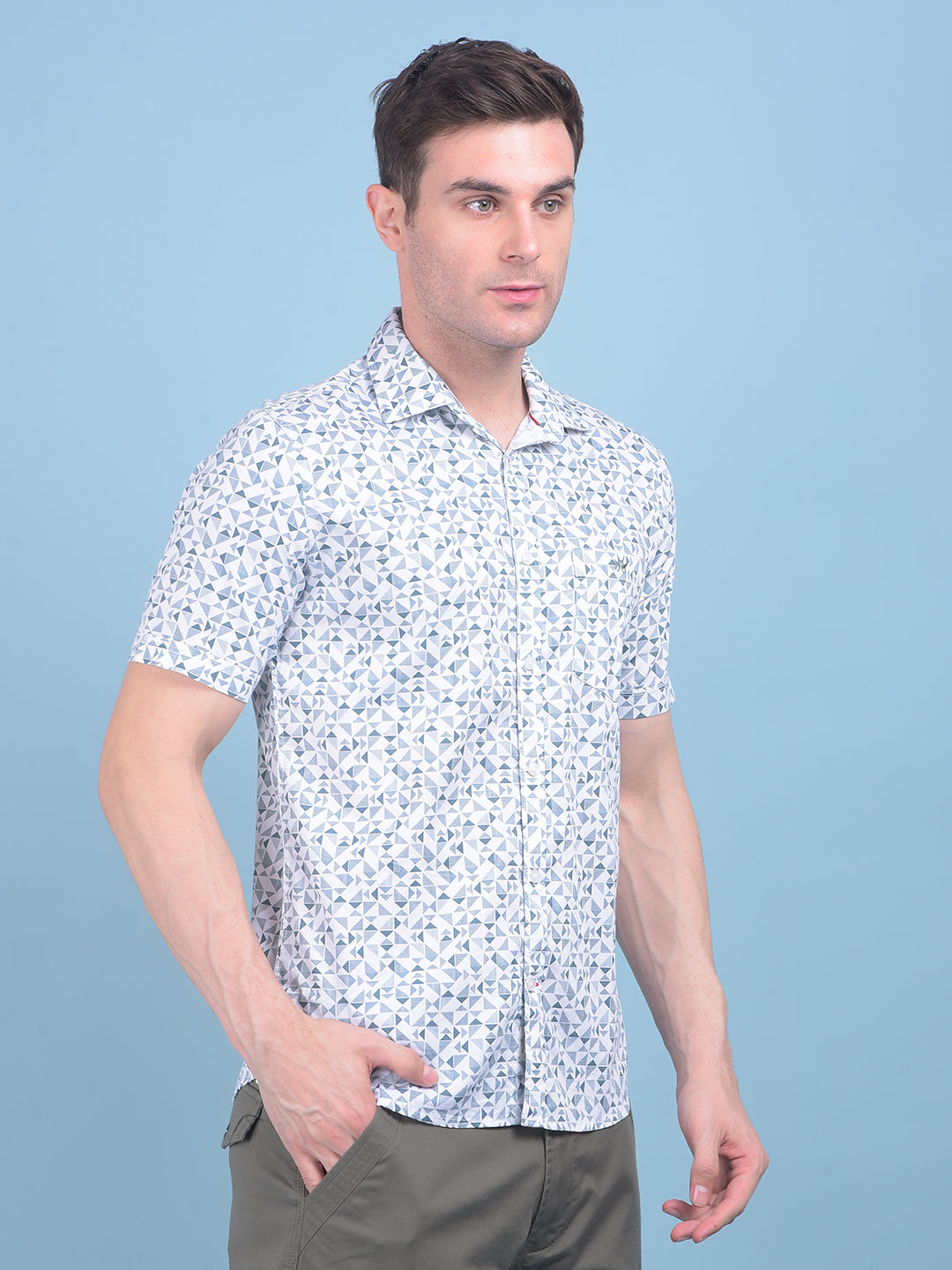 Printed Green 100% Cotton Shirt-Men Shirts-Crimsoune Club