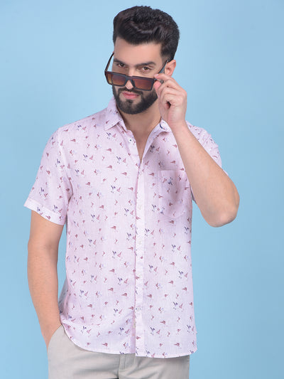 Pink Printed Shirt-Men Shirts-Crimsoune Club