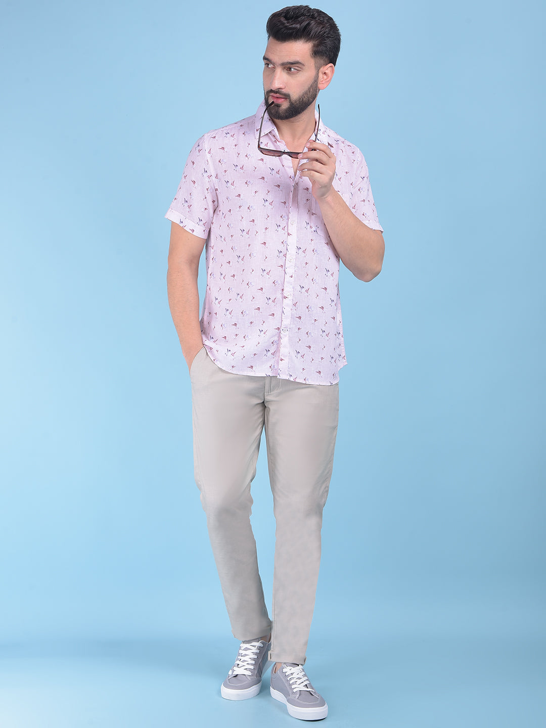 Pink Printed Shirt-Men Shirts-Crimsoune Club