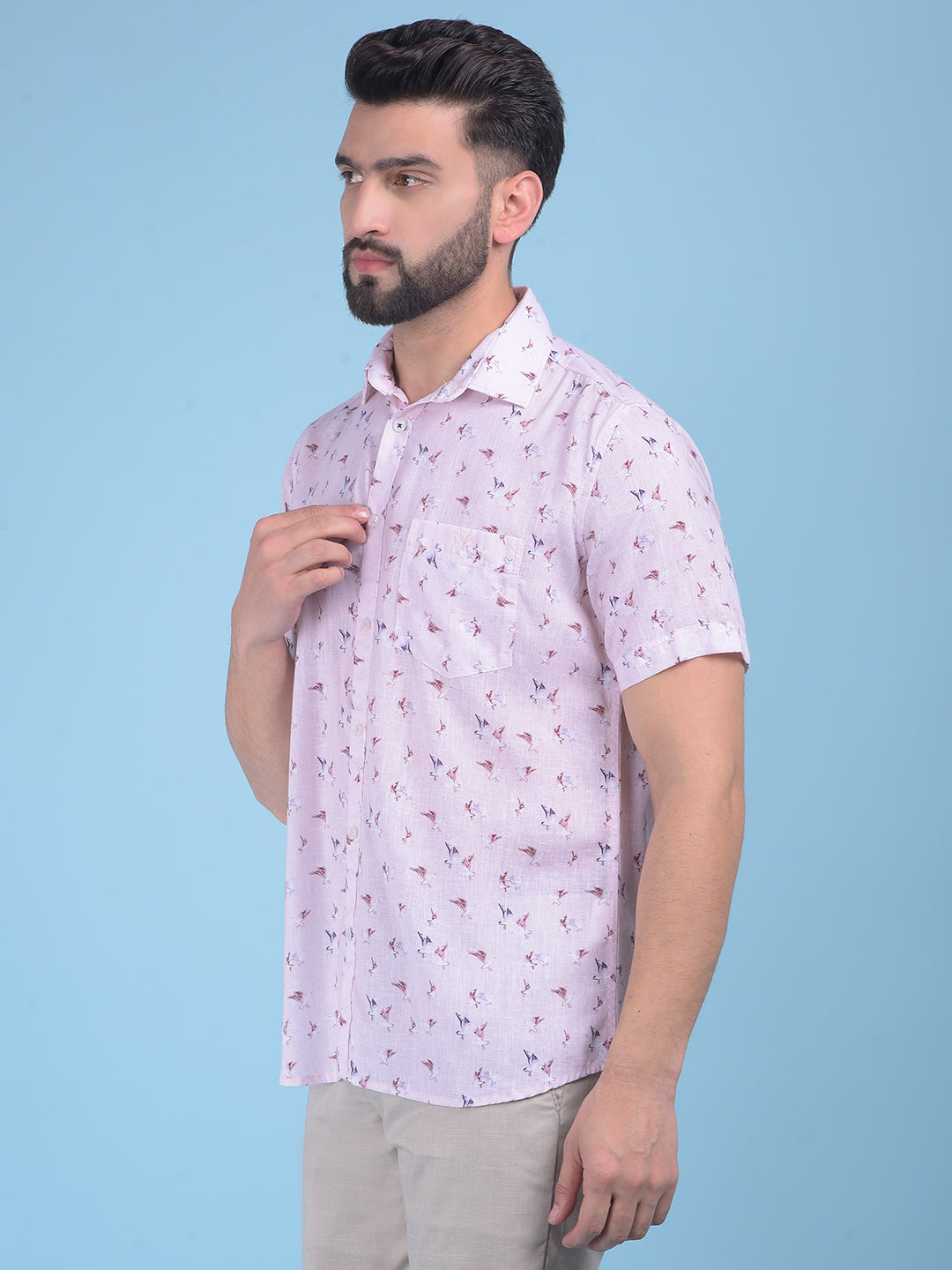 Pink Printed Shirt-Men Shirts-Crimsoune Club