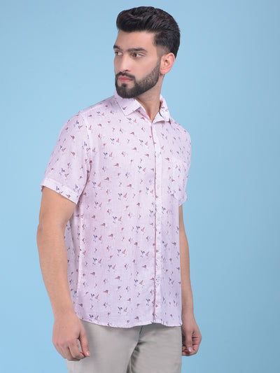 Pink Printed Shirt-Men Shirts-Crimsoune Club