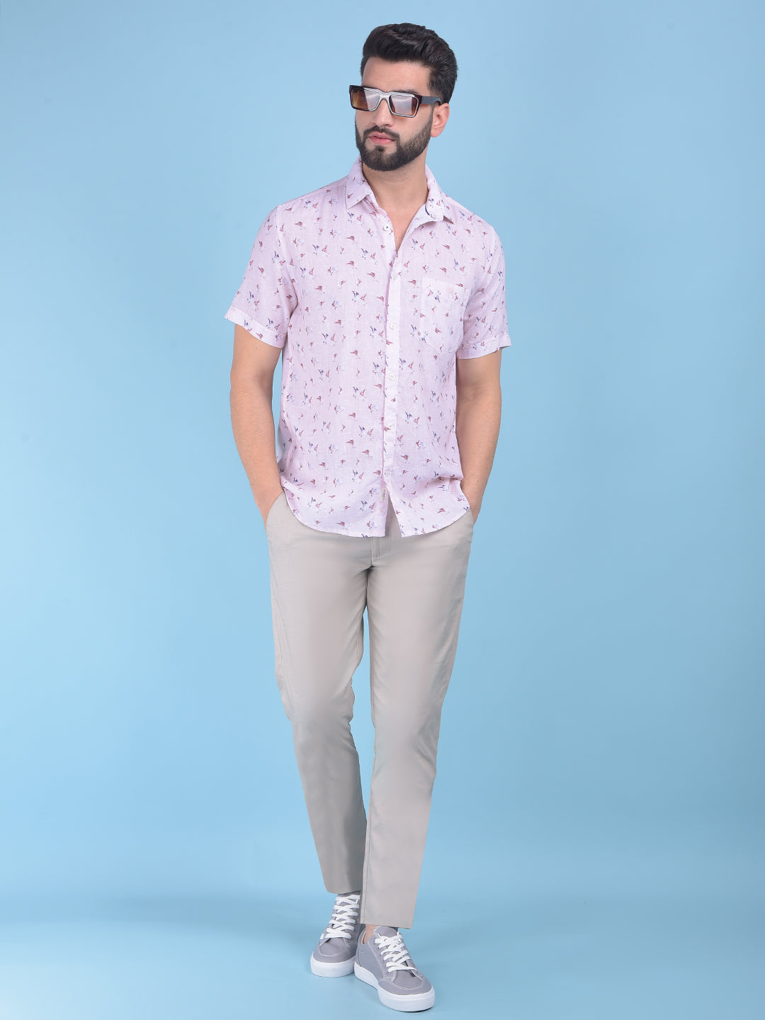 Pink Printed Shirt-Men Shirts-Crimsoune Club