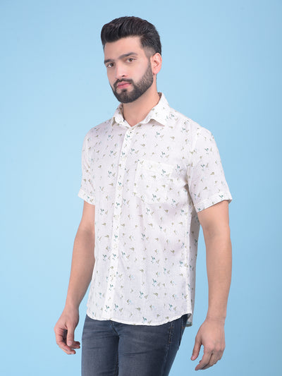 Beige Printed Shirt-Men Shirts-Crimsoune Club