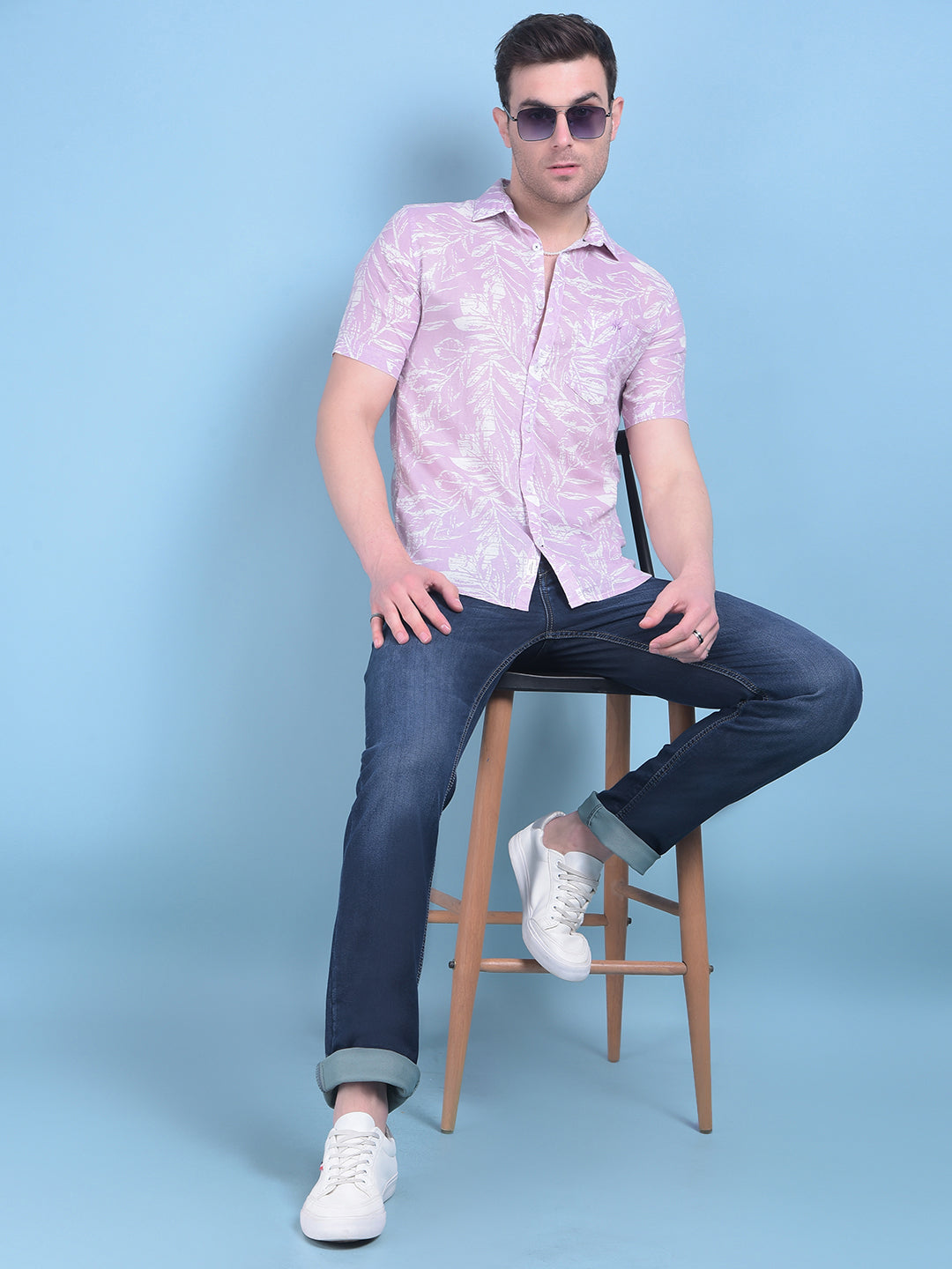 Purple Printed Linen Shirt-Men Shirts-Crimsoune Club