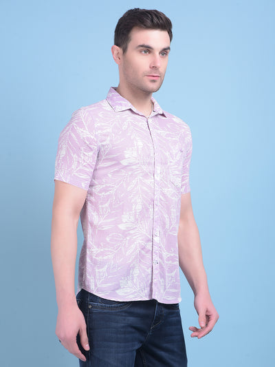 Purple Printed Linen Shirt-Men Shirts-Crimsoune Club