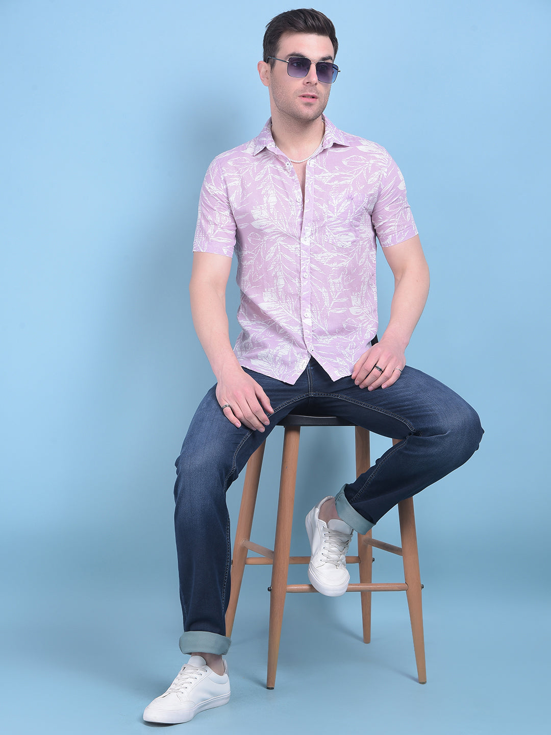 Purple Printed Linen Shirt-Men Shirts-Crimsoune Club