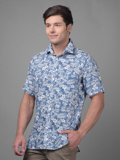Blue Linen Shirt-Men Shirts-Crimsoune Club