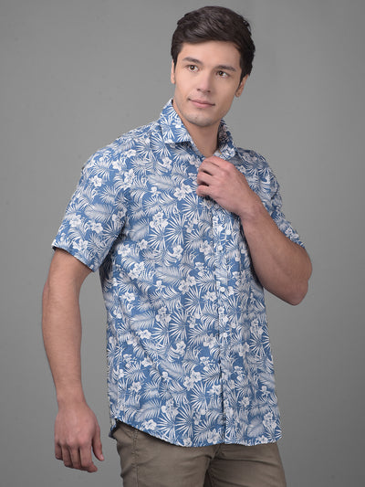 Blue Linen Shirt-Men Shirts-Crimsoune Club