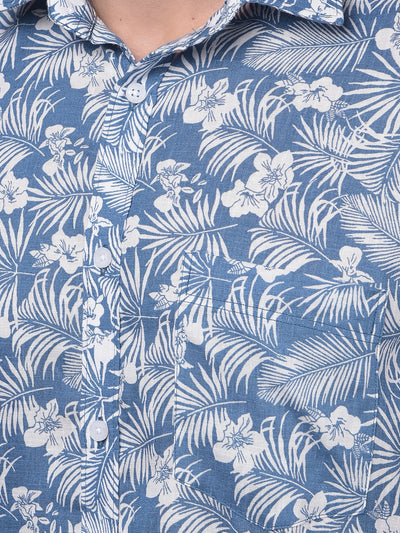 Blue Linen Shirt-Men Shirts-Crimsoune Club
