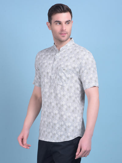 Grey Printed Shirt-Men Shirts-Crimsoune Club