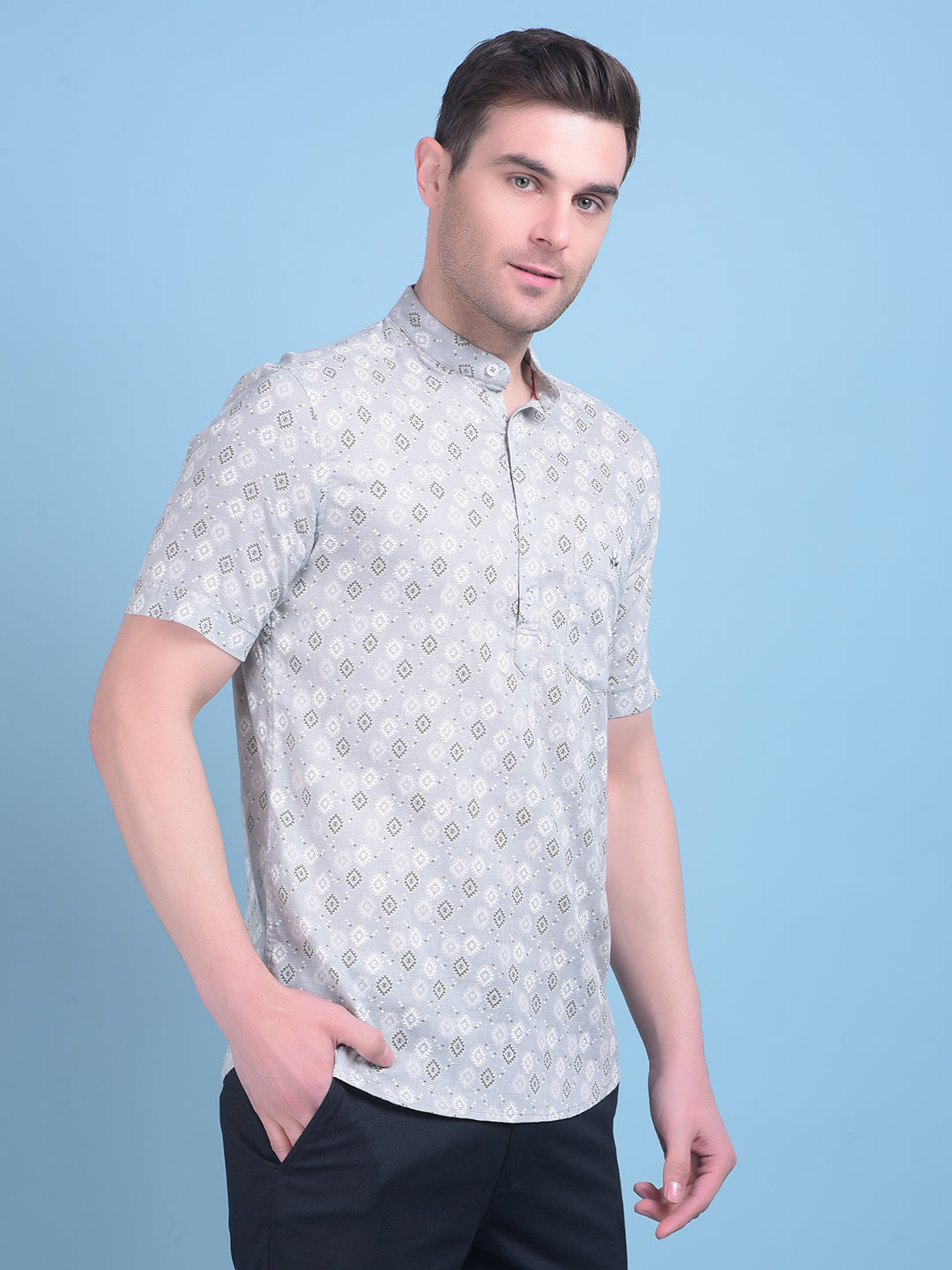 Grey Printed Shirt-Men Shirts-Crimsoune Club