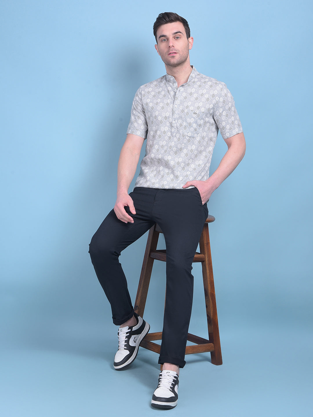 Grey Printed Shirt-Men Shirts-Crimsoune Club