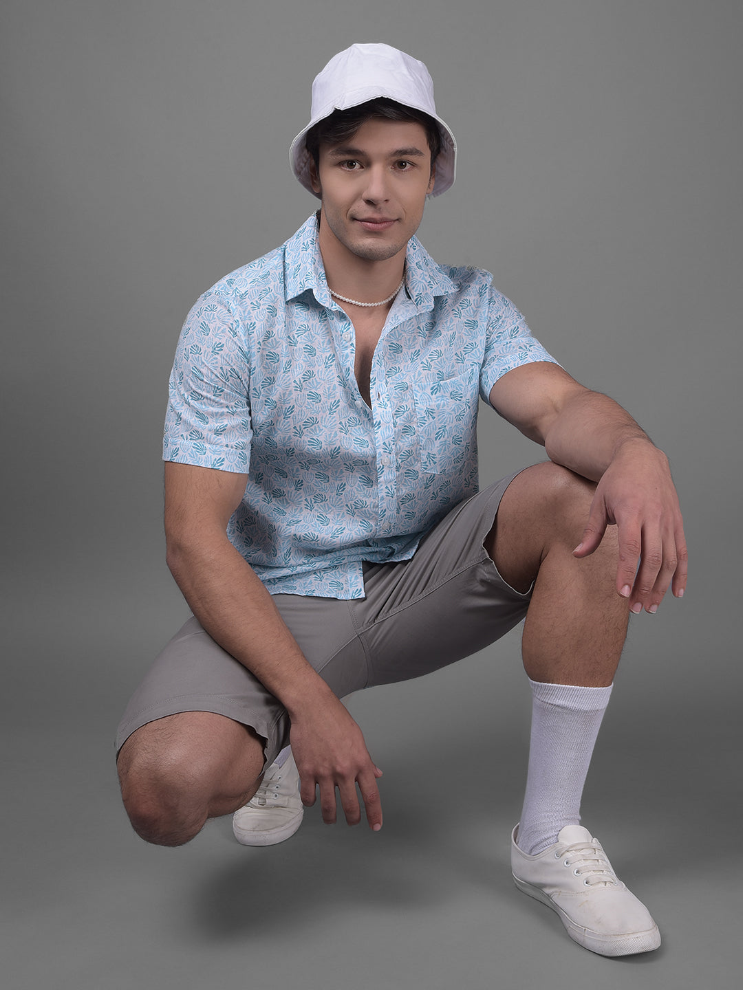 Blue Linen Shirt-Men Shirts-Crimsoune Club