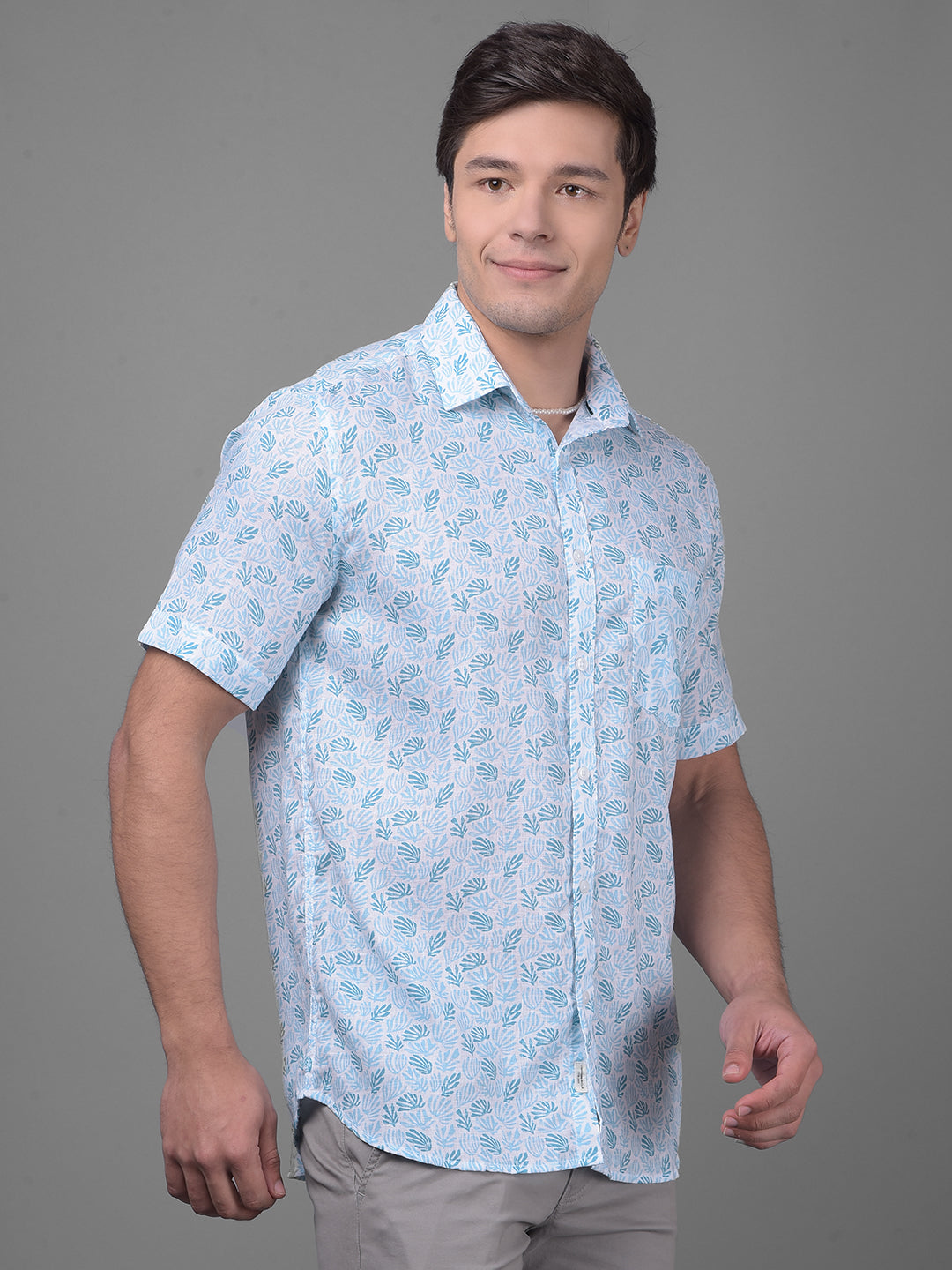 Blue Linen Shirt-Men Shirts-Crimsoune Club