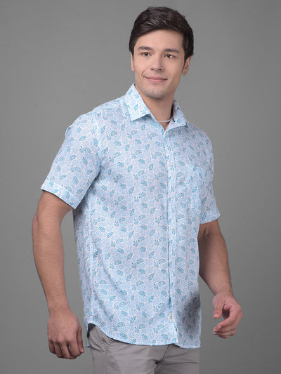 Blue Linen Shirt-Men Shirts-Crimsoune Club