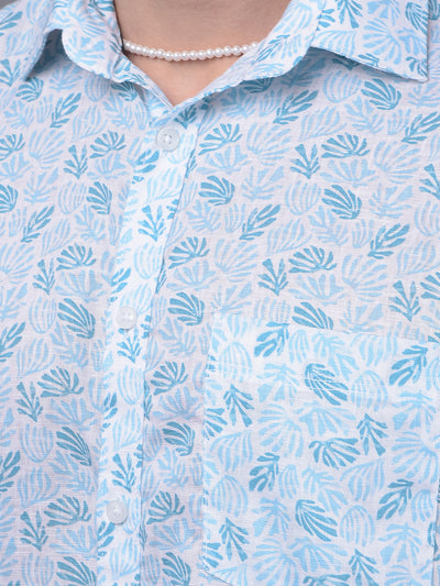 Blue Linen Shirt-Men Shirts-Crimsoune Club