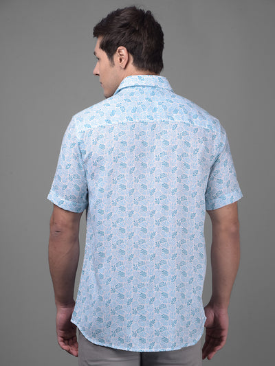 Blue Linen Shirt-Men Shirts-Crimsoune Club